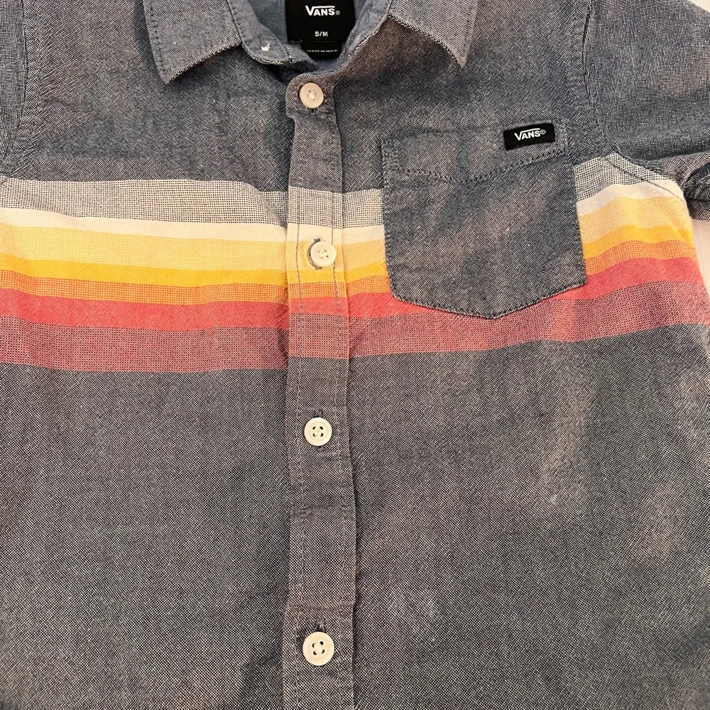 Vans Toddler Charcoal Shirt with Colorful Stripes - Size 5M